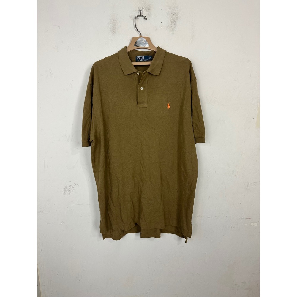 Polo Ralph Lauren Mens XXL Brown Olive Cotton Pique Short Sleeve Polo Shirt Pony